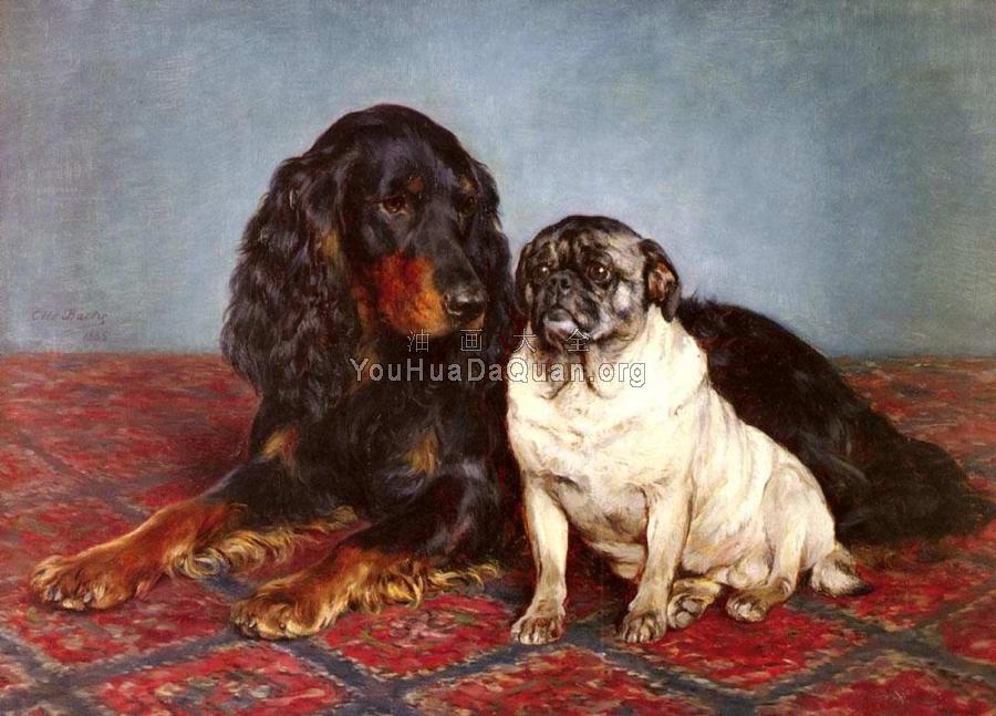 A Spaniel And A Pug - 奥托·贝奇